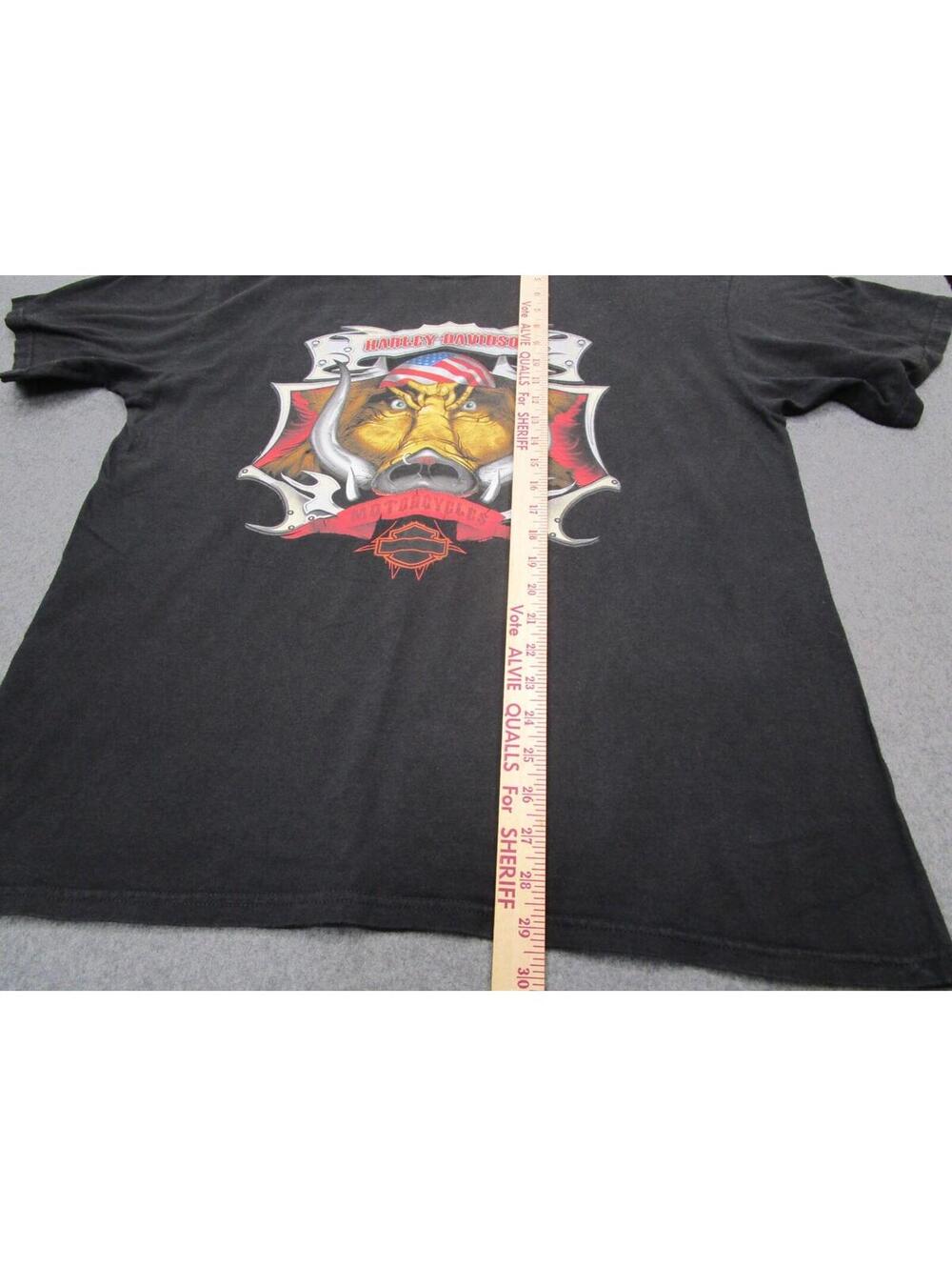 Vintage Harley Davidson Shirt Men XL Black Pig Rice Lake WI Motorcycle Biker Y2K - Picture 4 of 7